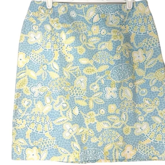 Talbots Dresses & Skirts - Talbots Womens 10 Coastal Sea Turtle Floral Mosaic Print A-line Skirt Blue Green
